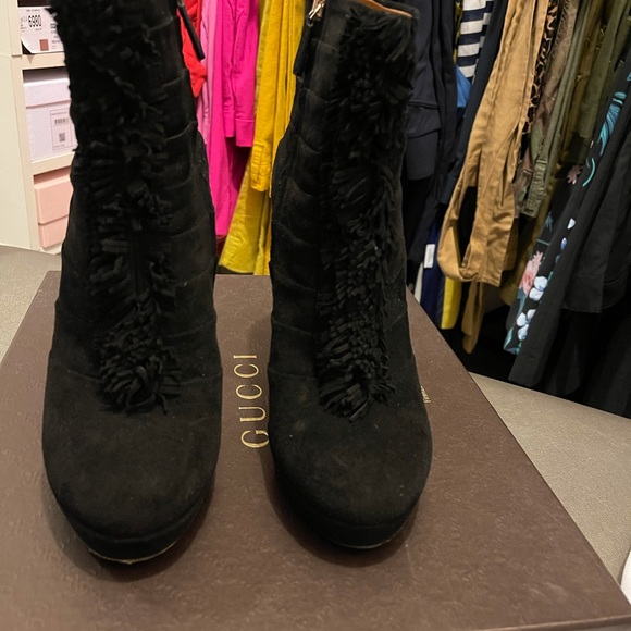 Gucci Suede Black Ankle boots Sz 39 - Picture 4 of 8